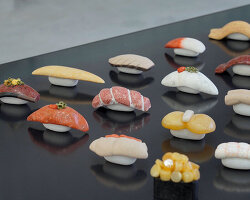hama sculpts sushi from natural polished stones