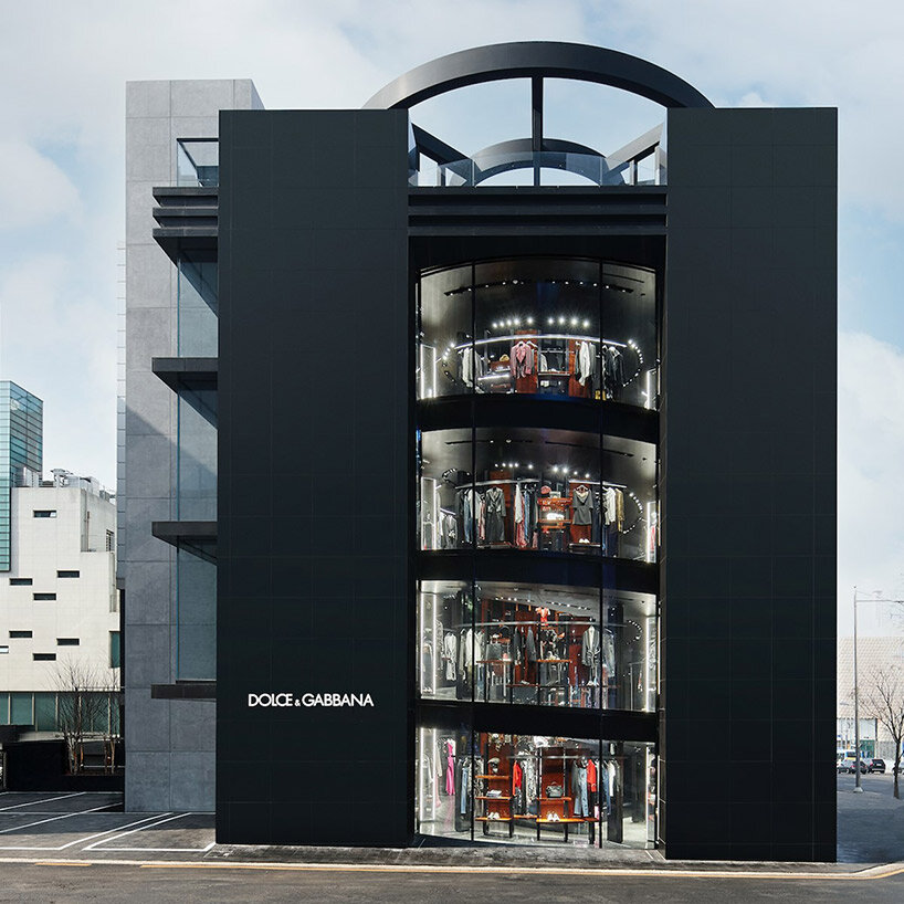 jean nouvel designs dolce & gabbana's seoul flagship around spiraling cylinder of glass