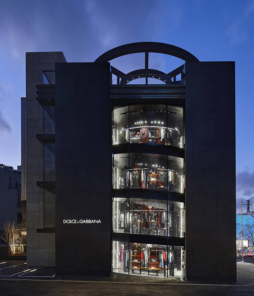 jean nouvel designs dolce & gabbana's seoul flagship around spiraling cylinder of glass