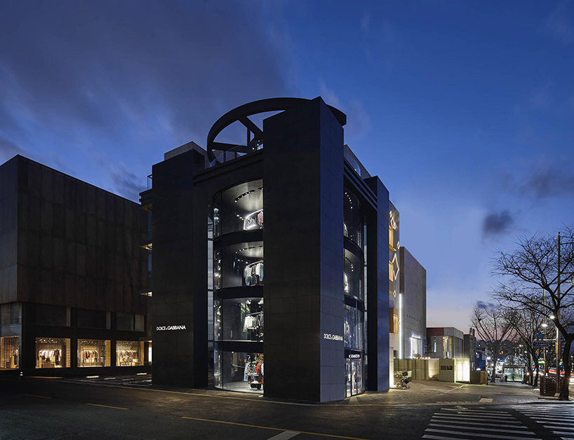 jean nouvel designs dolce & gabbana's seoul flagship around spiraling cylinder of glass