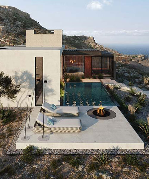 'house on a cliff' by kerimov architects in portugal enjoys rocky scenery & ocean views