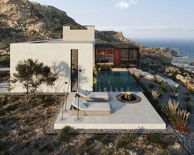 'house on a cliff' by kerimov architects in portugal enjoys rocky scenery & ocean views