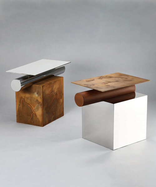 rusted metal signifies the passing of time in jung-hoon lee's table collection