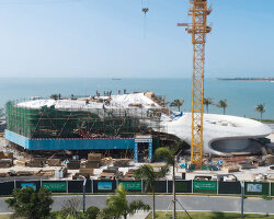 MAD architects' 'wormhole library' nears completion in haikou, china