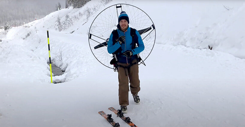 deprived of ski lifts, three friends use paramotors to go up the slopes in france