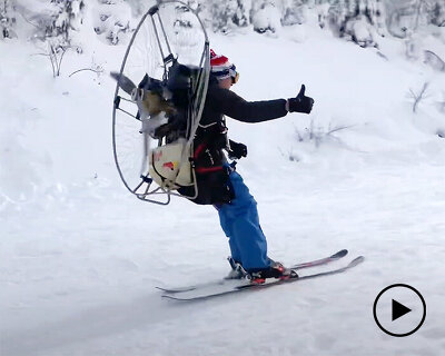 deprived of ski lifts, three friends use paramotors to go up the slopes in france