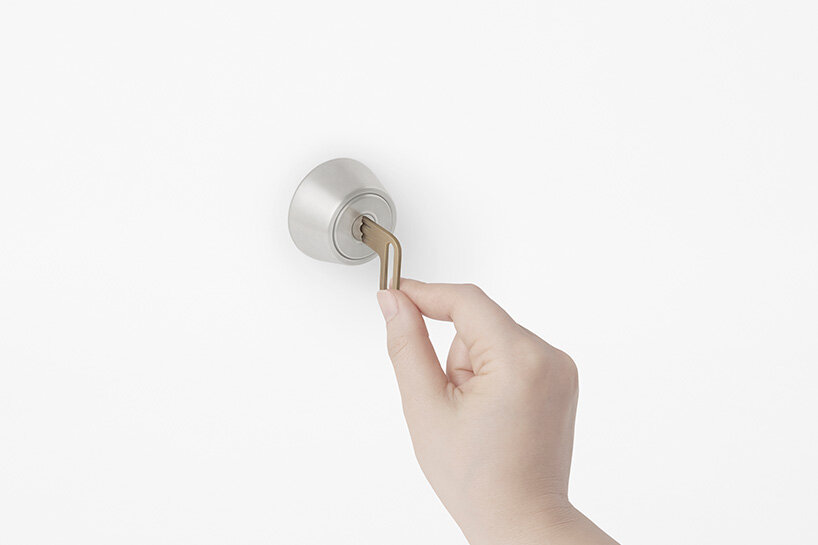 nendo's new L-shaped brass key uses the principle of leverage