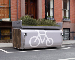 the future of the curb: oonee mini pod fits 10 bikes in a single NYC parking spot