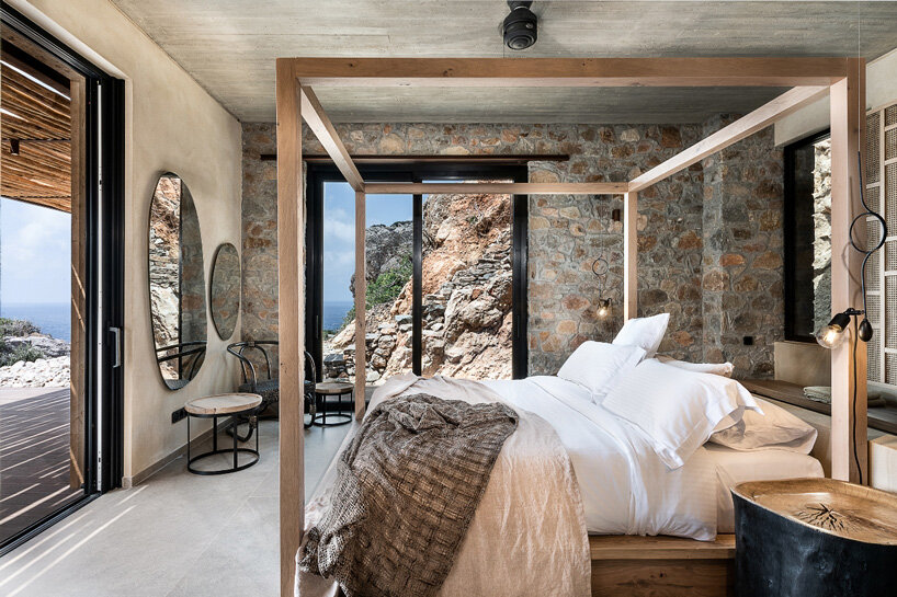 paly architects sets holiday residence on a steep rocky slope in crete, greece