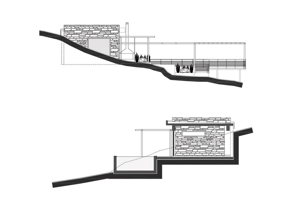 paly architects sets holiday residence on a steep rocky slope in crete, greece