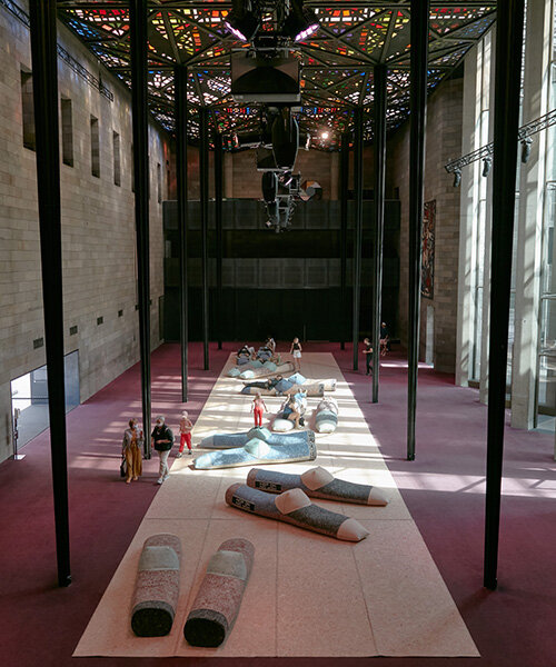 patricia urquiola's upcycled super-sized socks fill the NGV's great hall