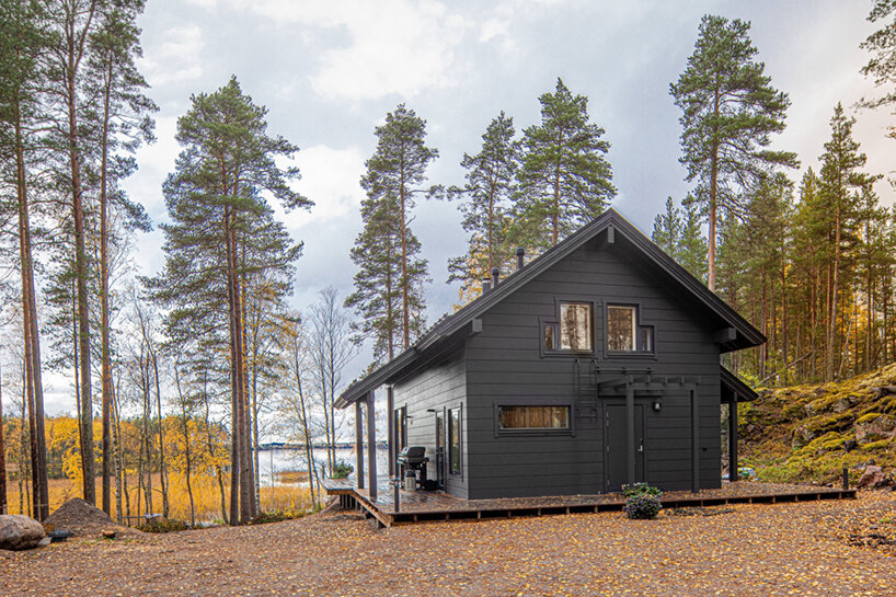 with its iniö house, pluspuu reimagines the traditional log cabin in finland