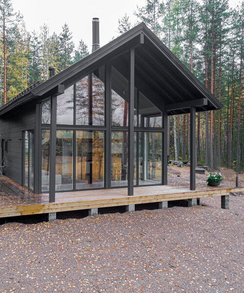 with its iniö house, pluspuu reimagines the traditional log cabin in finland