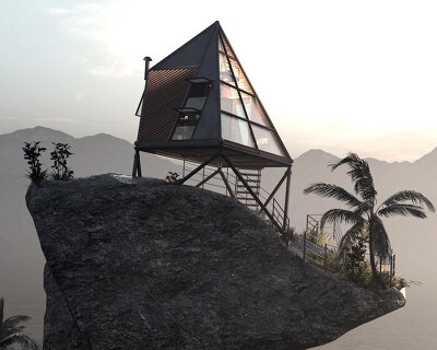 thilina liyanage balances his 'ocean cabin' atop a rocky coast