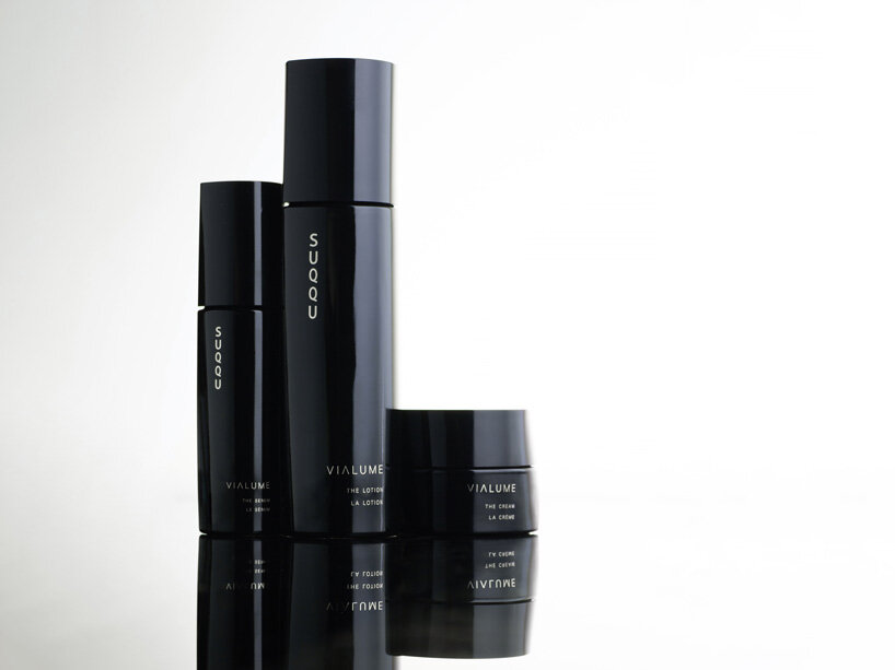 tokujin yoshioka designs sculptural deep black packaging for SUQQU's skincare collection