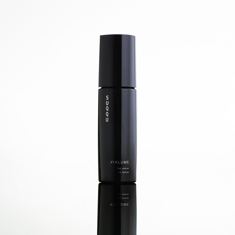 tokujin yoshioka designs sculptural deep black packaging for SUQQU's skincare collection