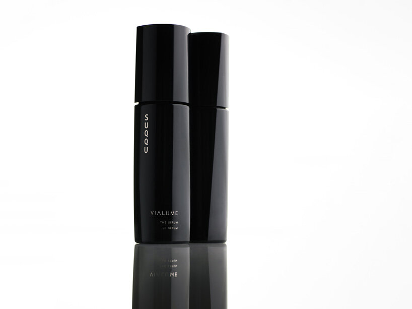 tokujin yoshioka designs sculptural deep black packaging for SUQQU's skincare collection