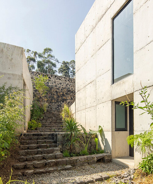 three concrete boxes form 'house colibri' by ViGa arquitectos in mexico city