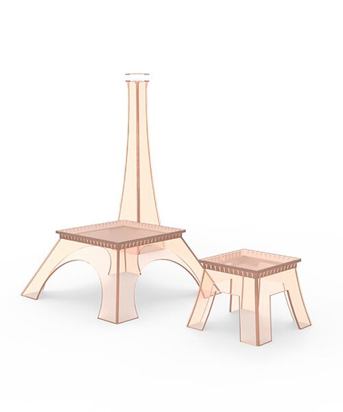 yongwook seong reimagines the eiffel tower as a stackable furniture collection