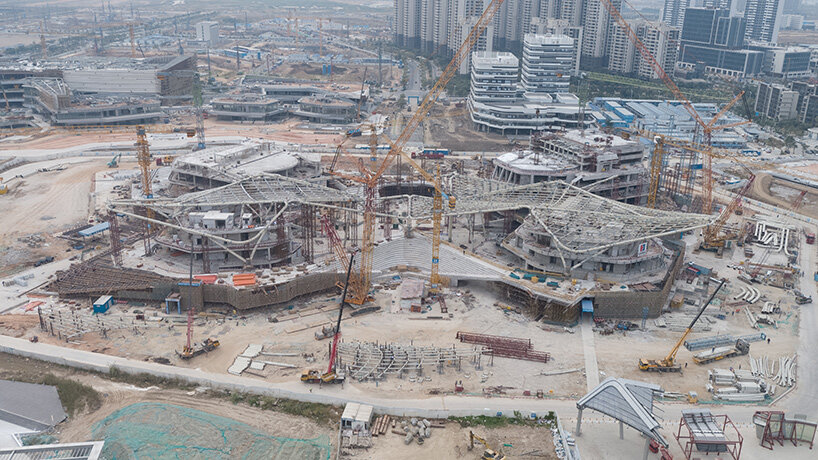 zhuhai jinwan civic art centre by zaha hadid architects takes shape in china