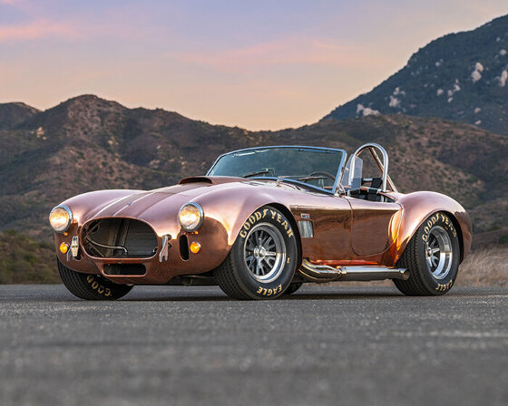 this 1965 shelby cobra has a body of meticulously hand-formed copper