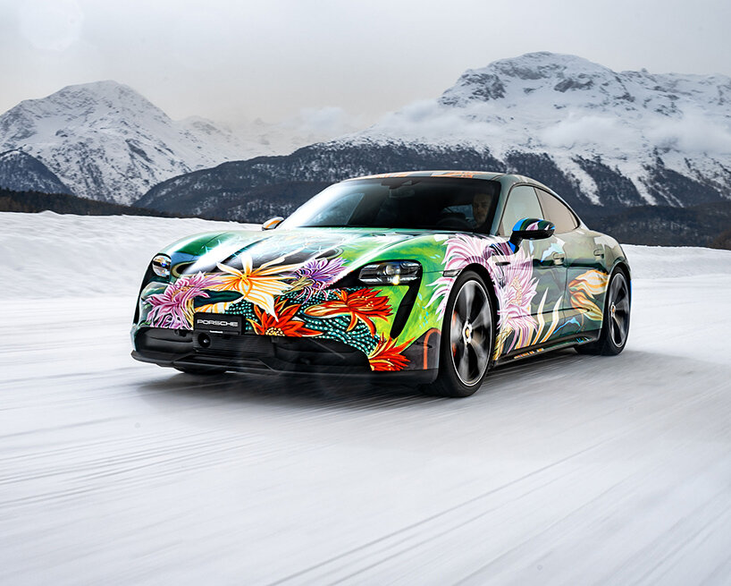 richard phillips and porsche express a vibrant new environment with the electric taycan art car