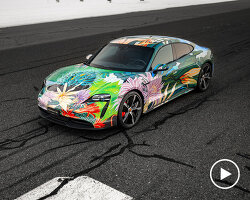 richard phillips and porsche express a vibrant new environment with the electric taycan art car
