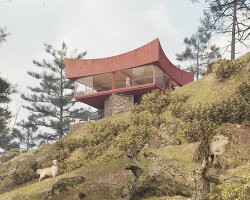 MESA atelier envisions its lotus house as a yoga studio perched on a cliff