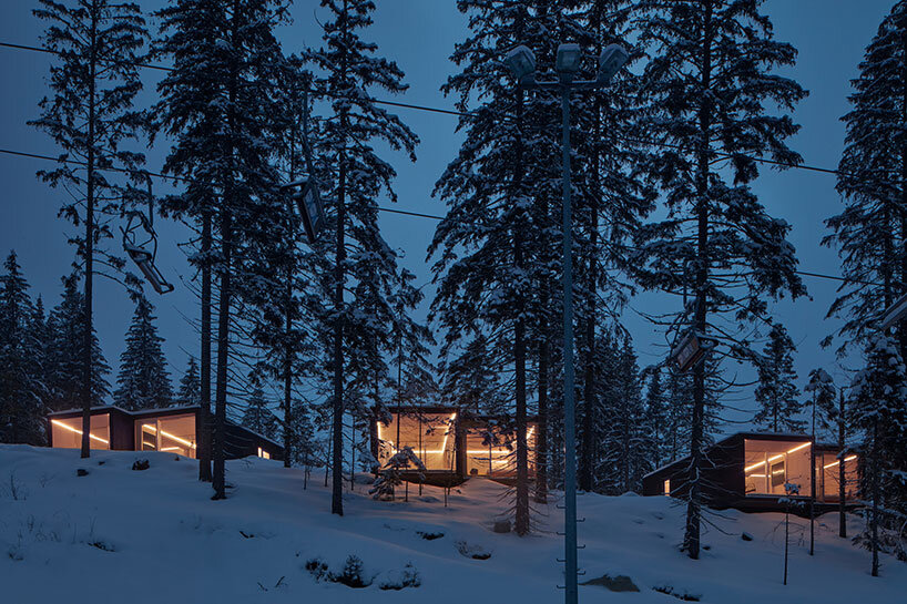 ark-shelter scatters tiny dwellings for hotel bjornson in slovakia