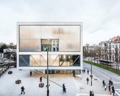 b-architecten + OMGEVING clad leisure center in brussels with transparent façade
