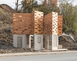 christoph hesse realizes glowing timber 'unterholz and oberholz' installations in germany