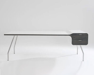 the minimal, two-drawer icondesk is now on the designboom shop!