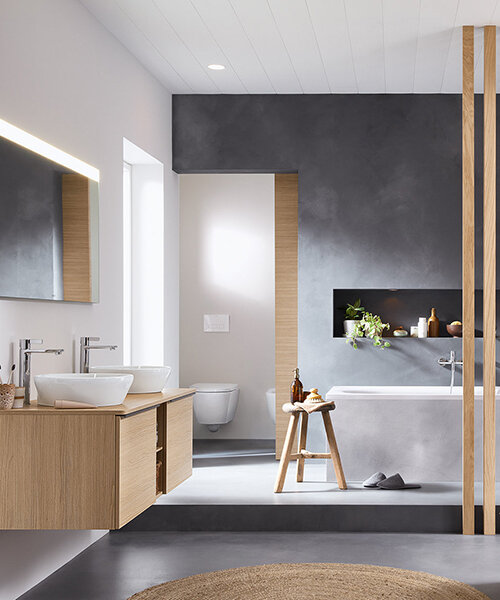 bertrand lejoly designs ultra-thin, expressive duravit D-neo bathroom series