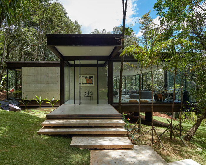 ângela roldão designs the 'glass house' for minimalist living in brazil