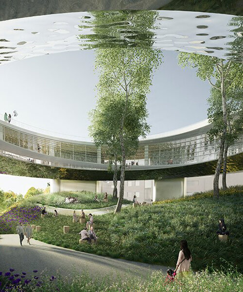 between hills and clouds lies H-O-TT's proposal for songdo international city library