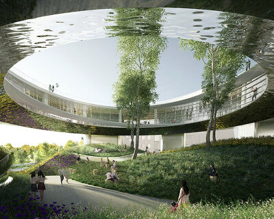 between hills and clouds lies H-O-TT's proposal for songdo international city library