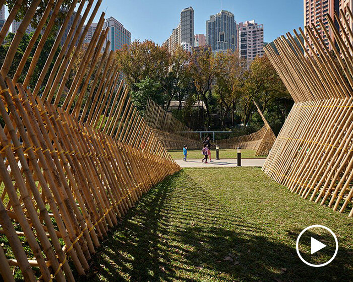 impromptu projects erects bamboo ‘chasing sounds’, a spatial stage design in hong kong