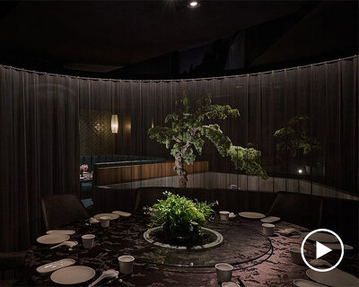 jmarvel references chinese mythology within 'dining splendor' restaurant, in taiwan