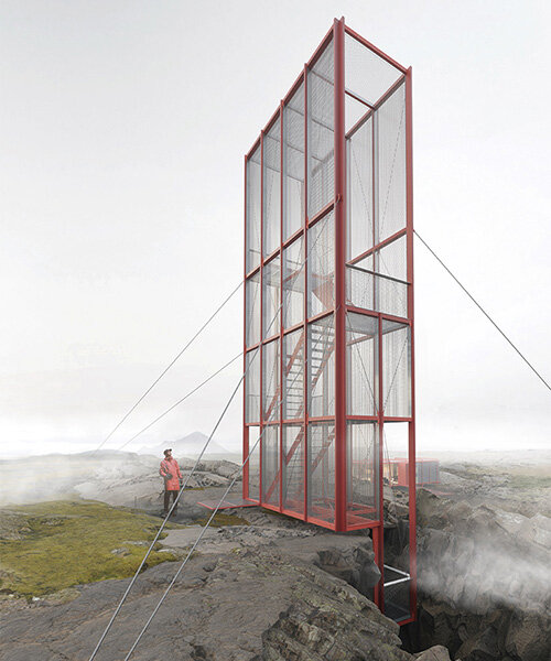 KOGAA unveils 'ice tower', a viewing platform within the icelandic landscape