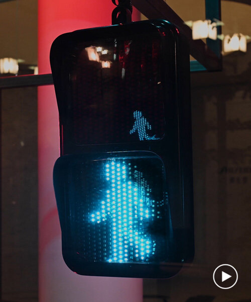walking pedestrian signals animate shiseido's tokyo show window installation by LUCENT