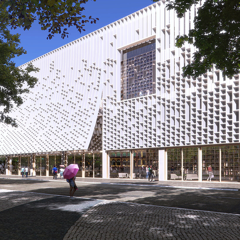 mecanoo plans macau central library with façade that opens like the pages of a book