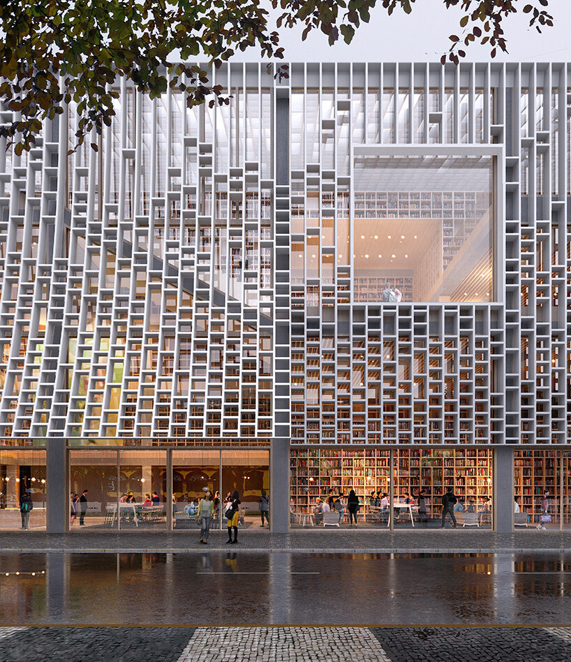 mecanoo plans macau central library with façade that opens like the pages of a book