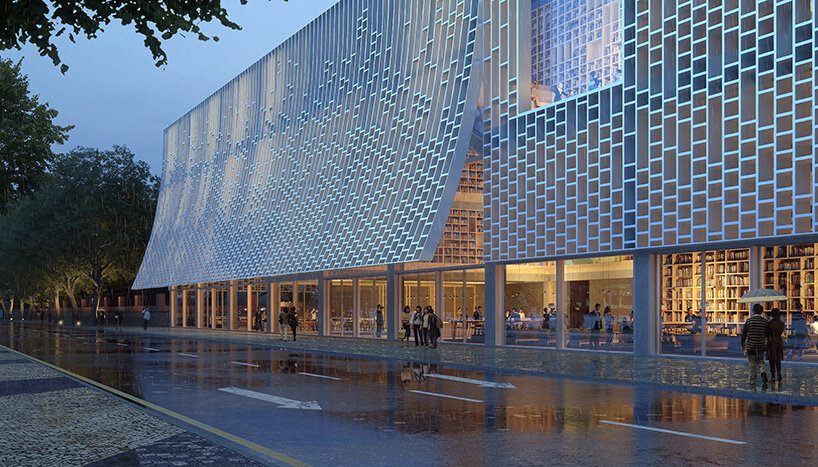 mecanoo plans macau central library with façade that opens like the pages of a book