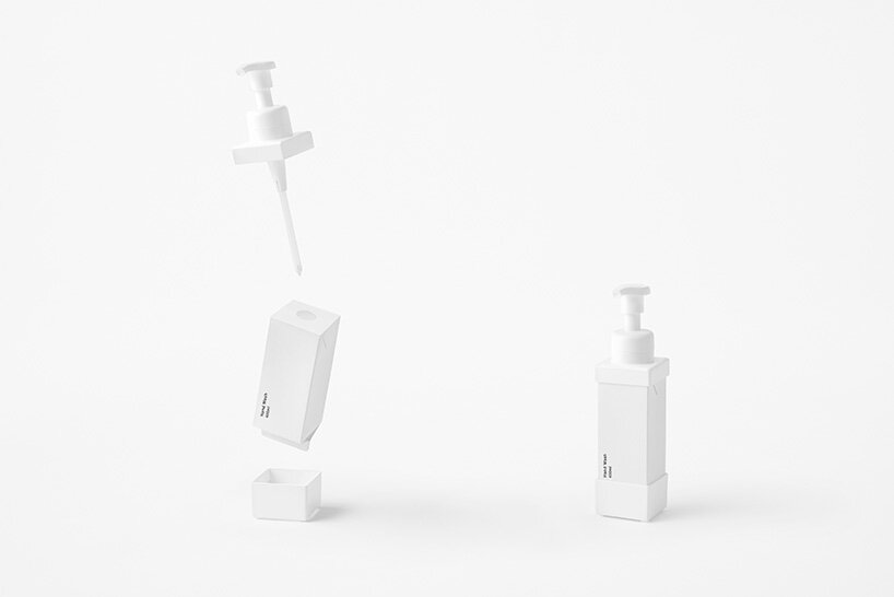 nendo tackles plastic waste with replaceable paper carton soap dispenser