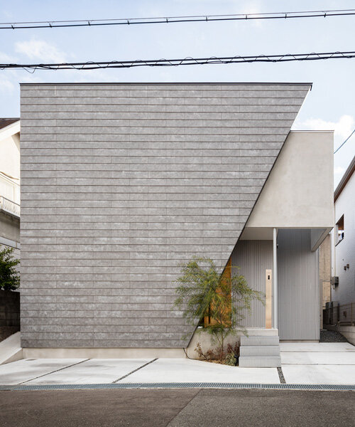SAI architectural design office adds trapezoid front to house in osaka
