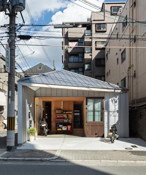 YYAA inserts steel-clad 'toolbox house' on a long, narrow plot in osaka, japan