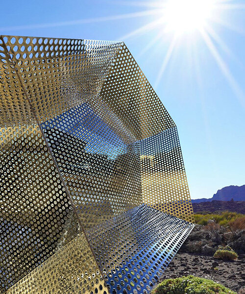 vincent leroy envisions revolving meteor-like installation within the desert of tenerife island