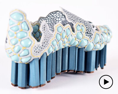 cracked-earth pattern shoe by hadar slassi blends digital + traditional design