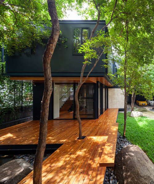trees populate this multi-generational container house by walllasia in bangkok