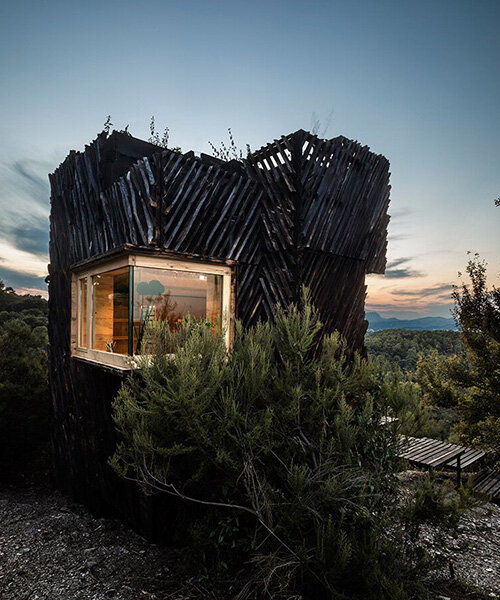 zero kilometer structural wood builds 'voxel' quarantine cabin by IAAC in barcelona